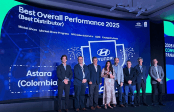 Hyundai Colombia recibe el reconocimiento “Best Overall Performance 2025” entre todos los países de Centro y Suramérica